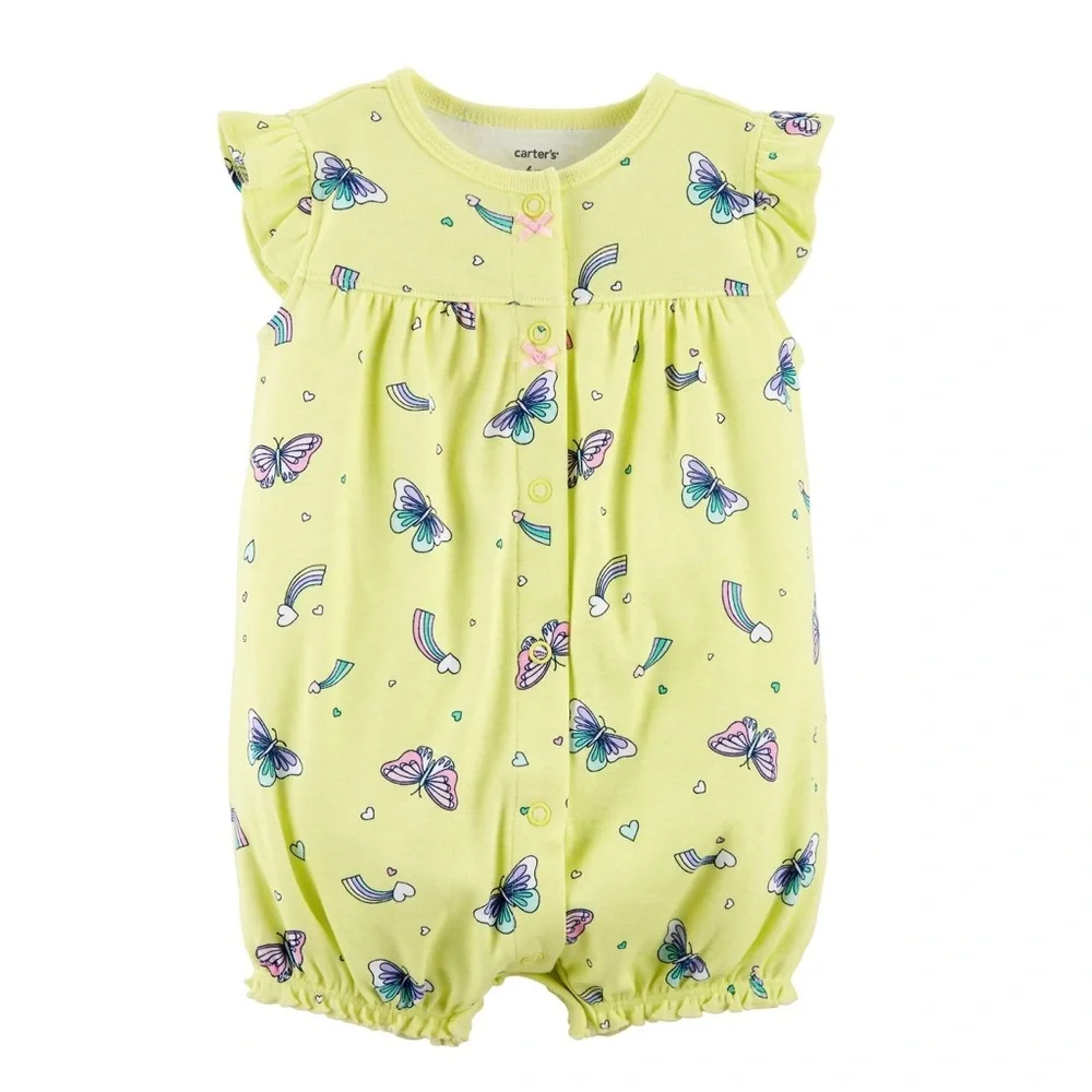 NWT Carter's Baby Girl Yellow Butterfly Romper Size 9m